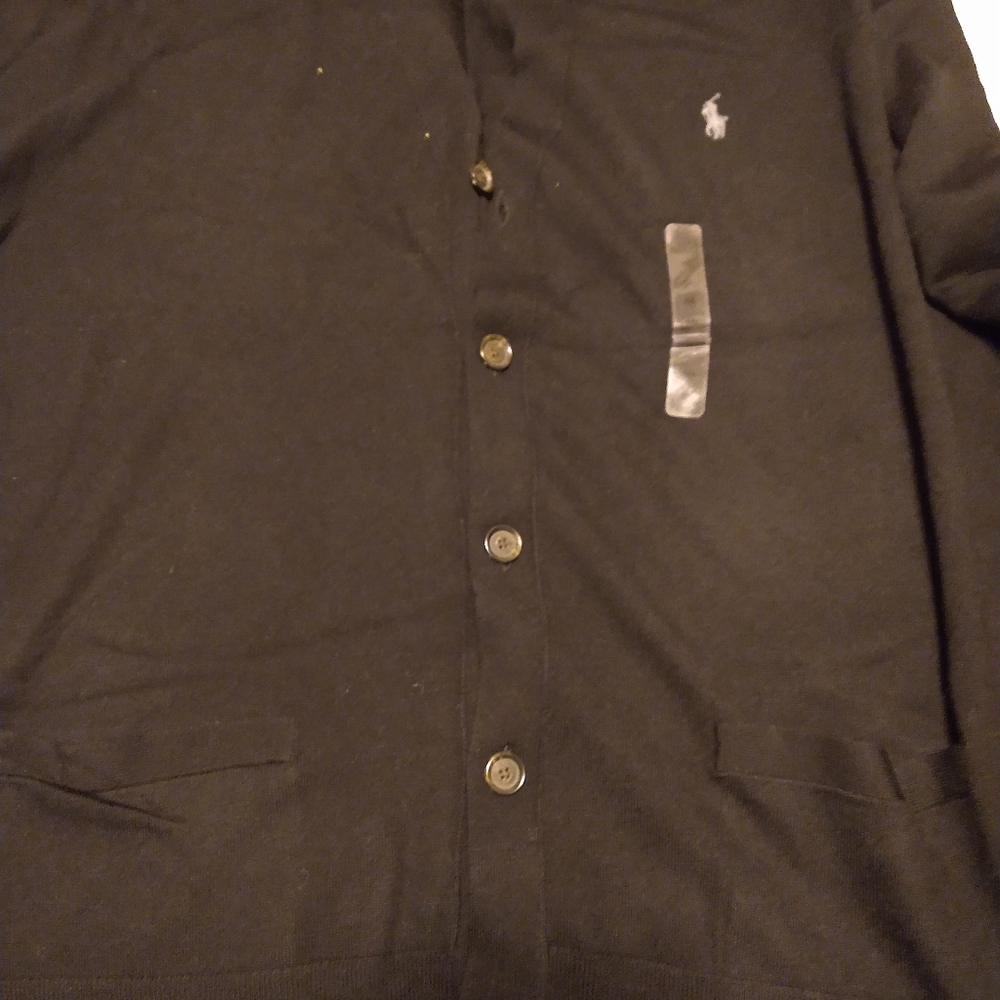 New Men Ralph Lauren Polo cardigan Merino wool, XXLarge, Black